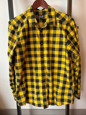 Patagonia Yellow and Black Plaid Button-Front Shirt